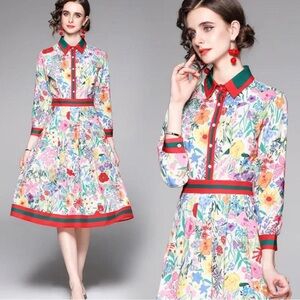 Dalia MacPhee Floral Pleated Dress NWT